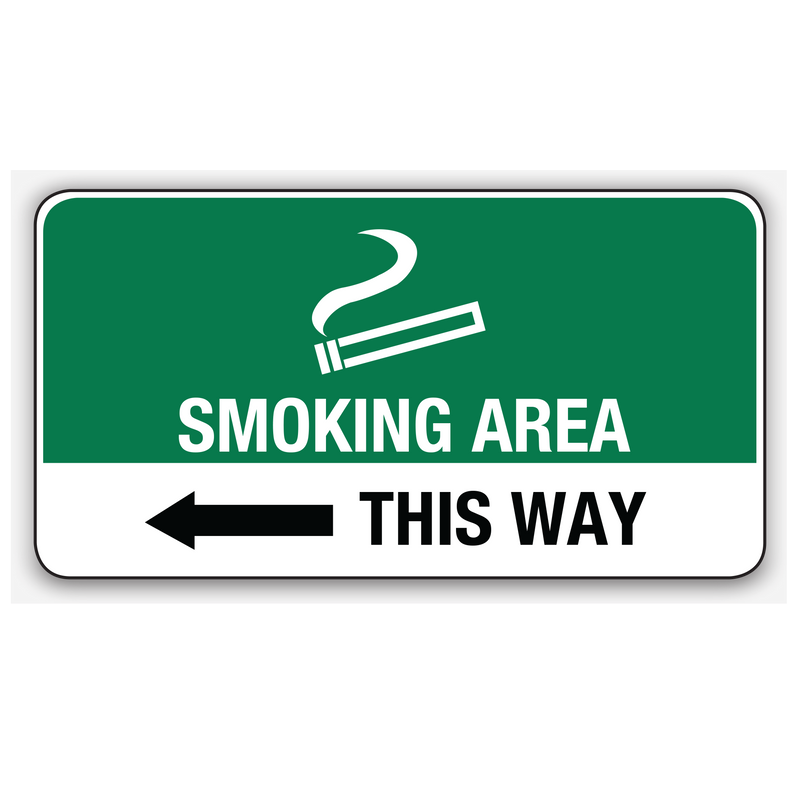 Smoking Area This Way (Left Arrow) Signs