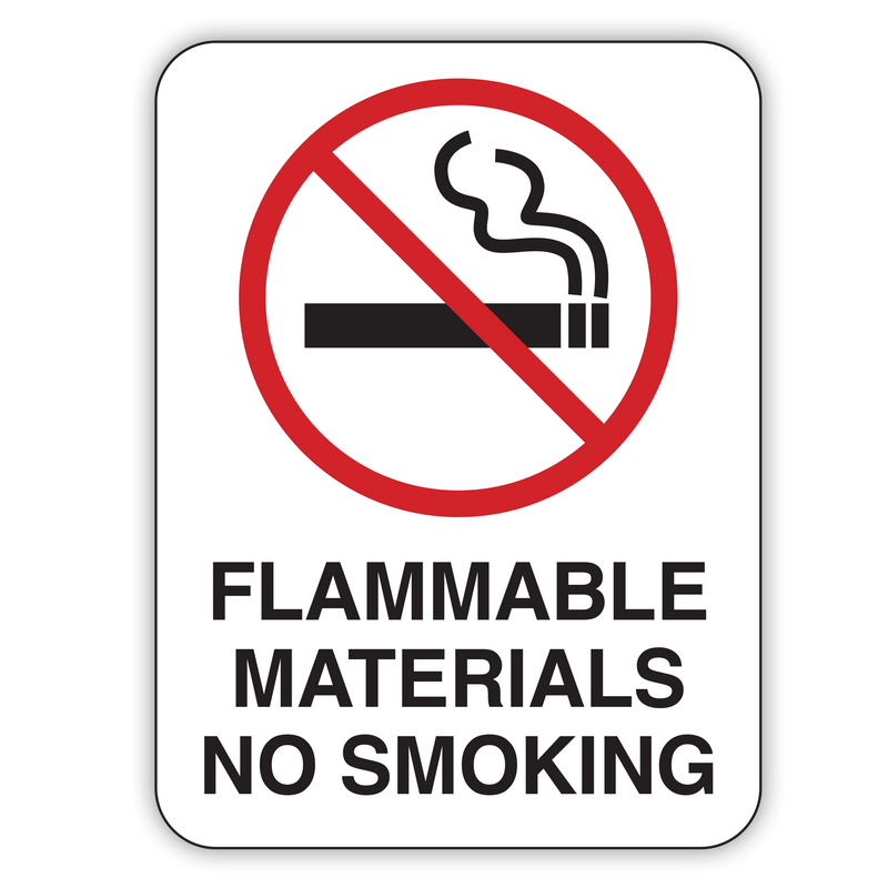 FLAMMABLE MATERIALS NO SMOKING SIGN