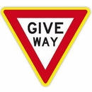 GIVE WAY SIGN FLURO YELLOW BOARDER Aluminium 750 x 750 Class 1