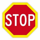 STOP SIGN - FLURO YELLOW BOARDER - Aluminium 600 x 600 Class 1