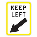 KEEP LEFT SIGN FLURO YELLOW BOARDER Aluminium 450 x 600 Class 1