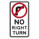 NO RIGHT TURN SIGN ALUMINIUM 450 x 750 Class 1