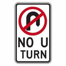 NO U TURN SIGN ALUMINIUM 450 x 750 Class 1
