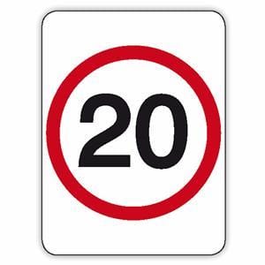 Road 20km Speed Signs: Aluminium 450 x 600 Class 1
