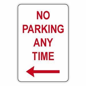 NO PARKING ANY TIME (LEFT ARROW) - 225 x 450