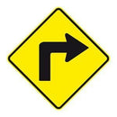 TURN RIGHT SIGN ALUMINIUM 600 x 600 Class 1