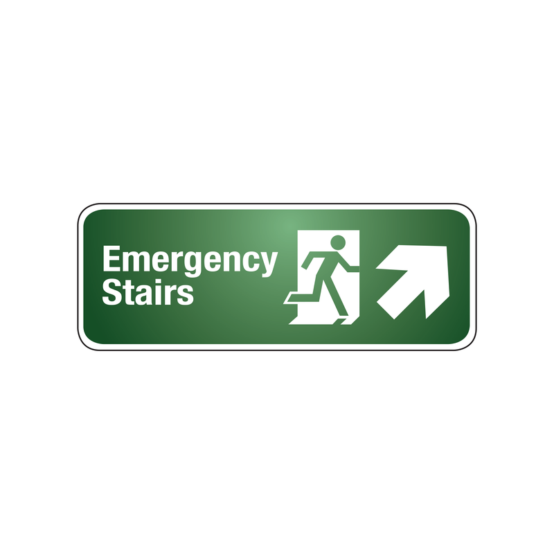 EMERGENCY STAIRS (UP RIGHT ARROW)