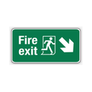 Fire Exit Sign - Down Right Arrow Size 4