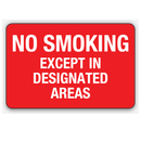 No Smoking Except In Designated Areas Signs