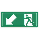 EMERGENCY EXIT LEFT ARROW DOWN
