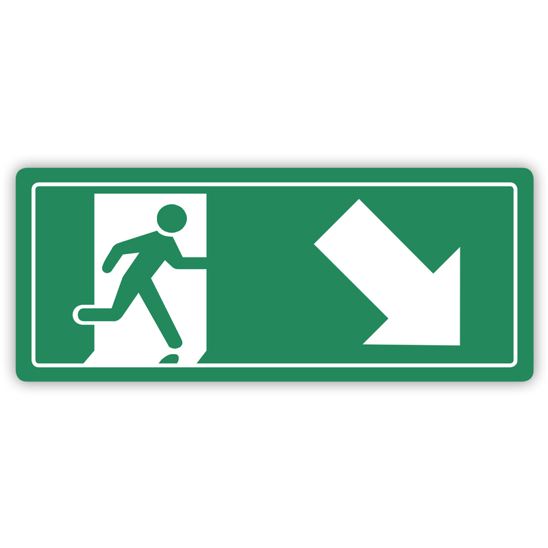 EMERGENCY EXIT RIGHT ARROW DOWN