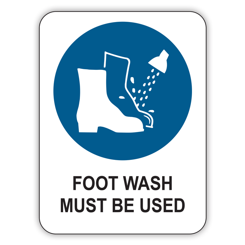 Foot Wash Must Be Used Signs: Size 1