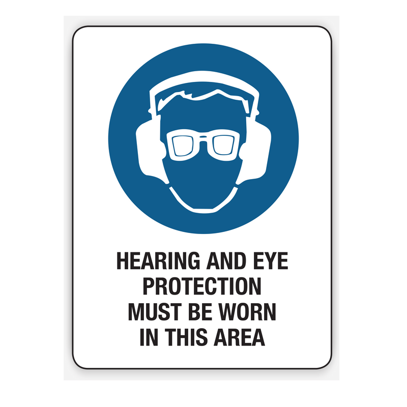Hearing And Eye Protection Must Be Worn When Operating Equipment Sign