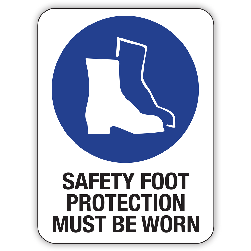 Safety Foot Sticker Buy SAFETY FOOT PROTECTION MUST BE WORN Online | Custom Safety Signs ...