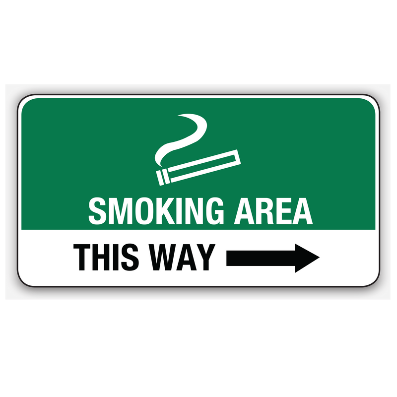 Smoking Area Right Arrow This Way Sign