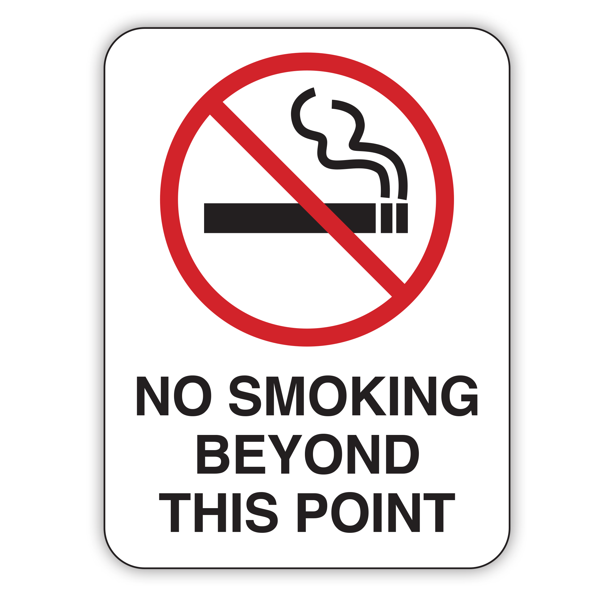 NO SMOKING BEYOND THIS POINT SIGN