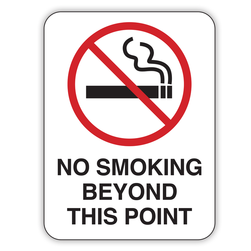 NO SMOKING BEYOND THIS POINT SIGN