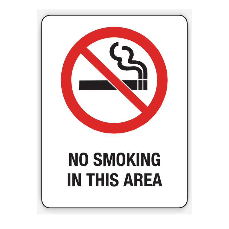 NO SMOKING IN THIS AREA SIGN