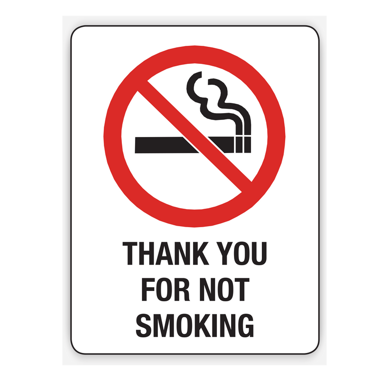 THANK YOU FOR NOT SMOKING SIGN