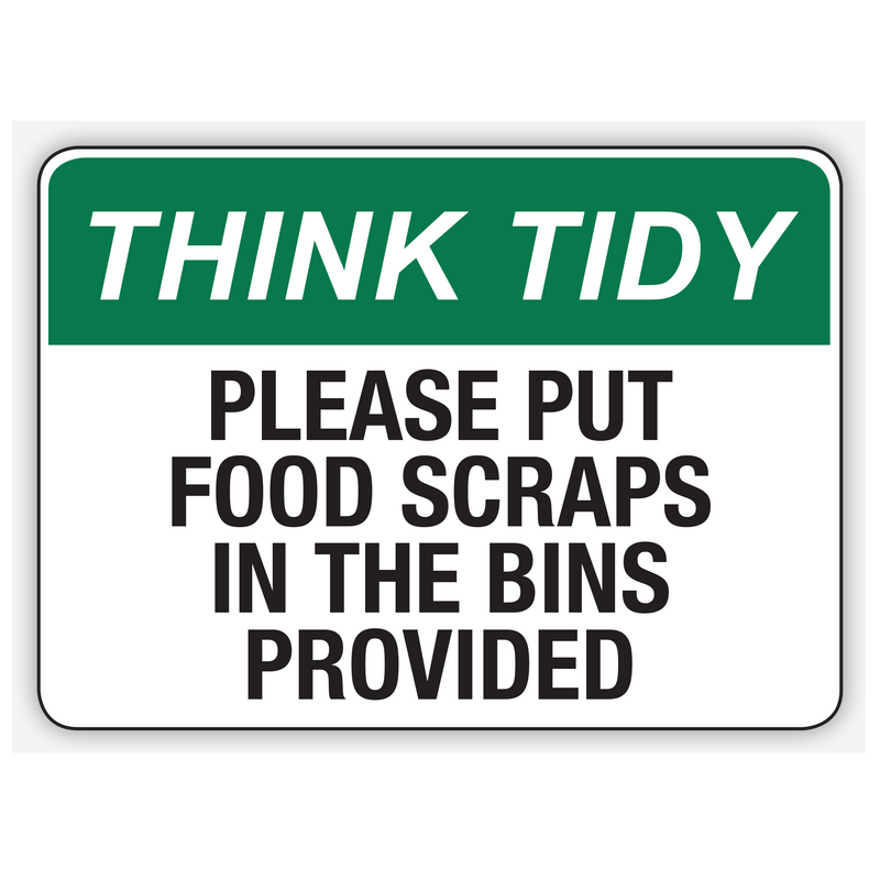Please Put Food Scraps In The Bins Provided Sign